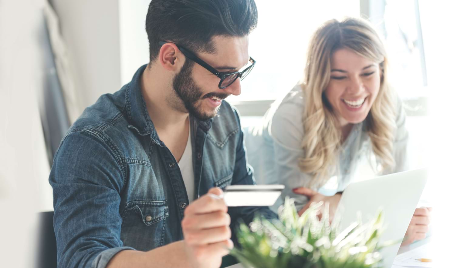 man and woman talking