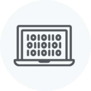 Laptop with zero and one icon
