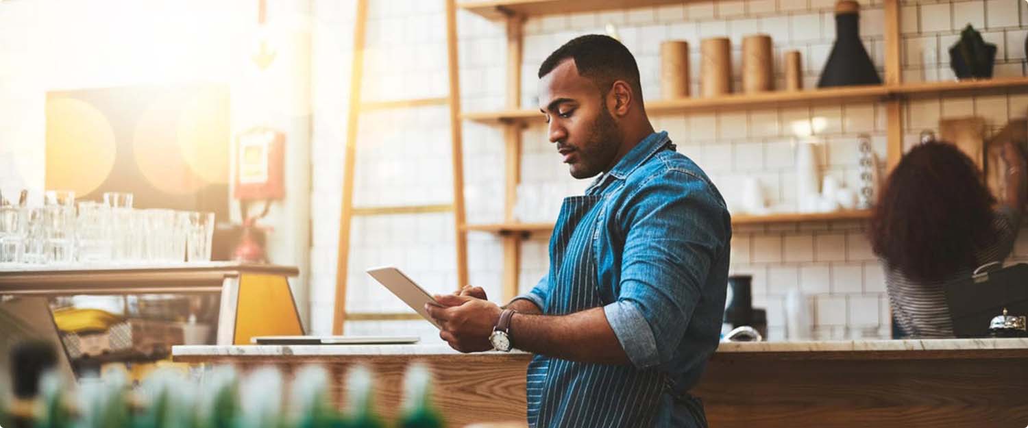 Man working on a tablet