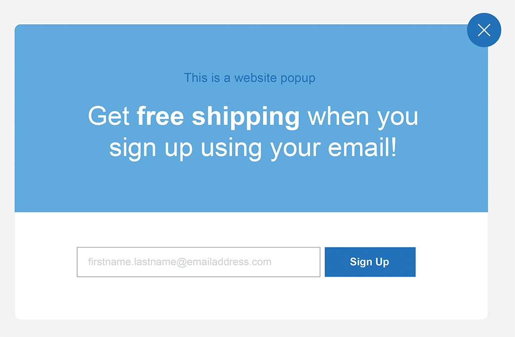 Image of a website popup