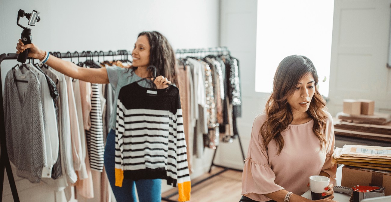 Two women in a retail store