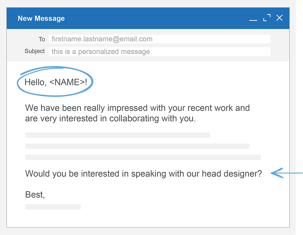 Personalized email graphic