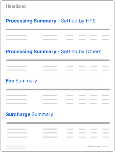 An image of what a Heartland flat-rate merchant statement looks like.