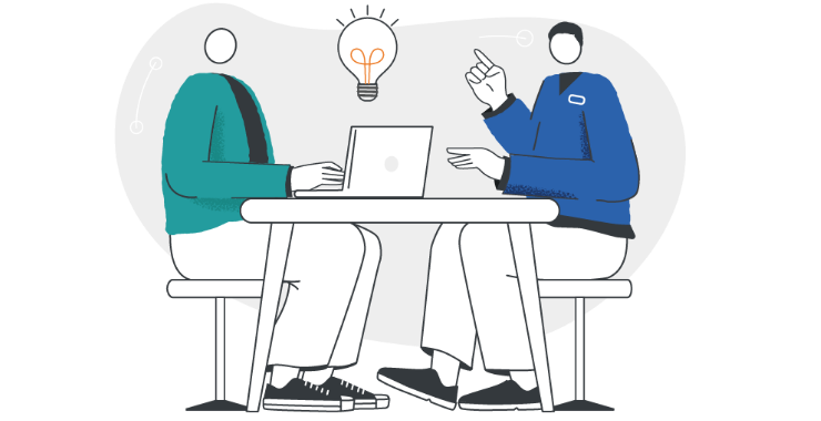 Having a meeting at a table
